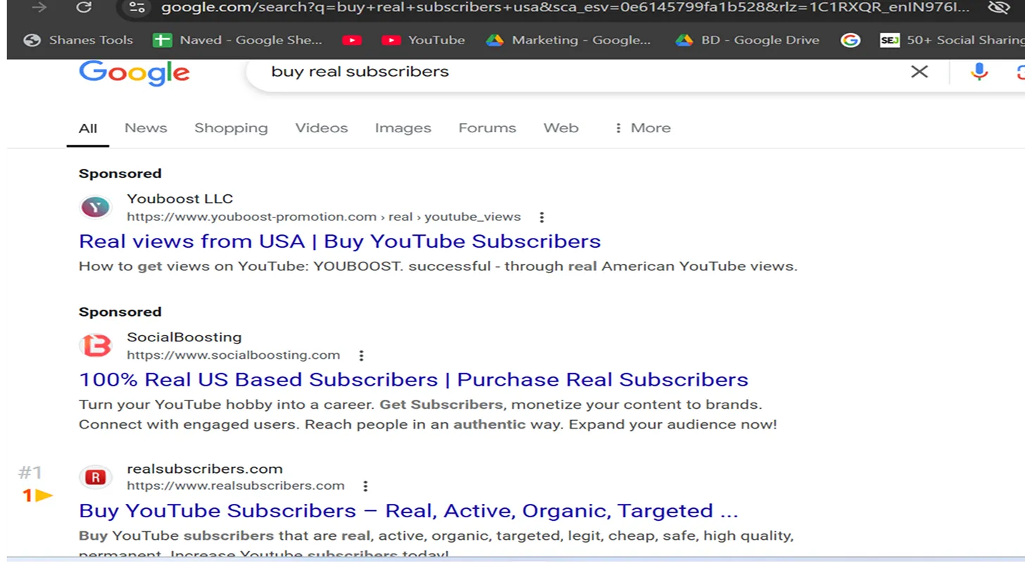 Google Search Screenshot